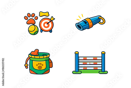 Dog Training Equipment Icons