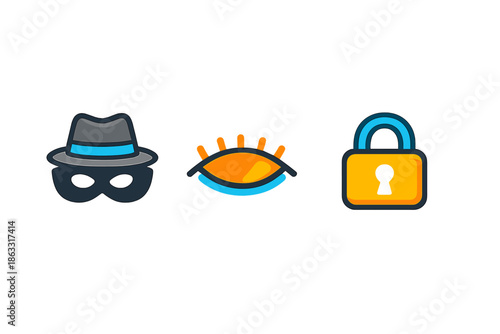 Privacy security and surveillance icons