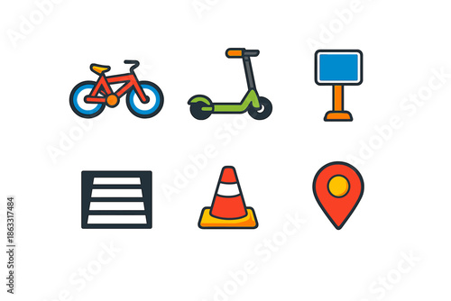 Collection of urban transport and traffic icons