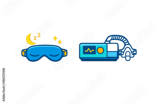 Sleep mask and CPAP machine icons