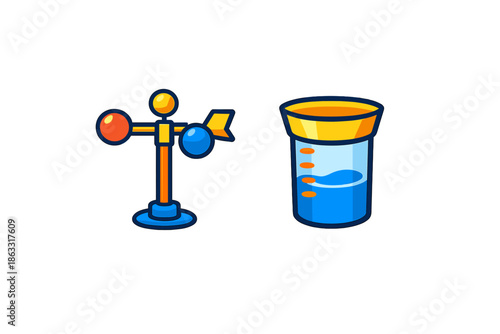 Weather Vane and Beaker Icon Set