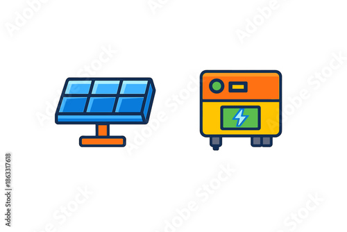 Solar panel and inverter illustration