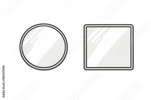 Round and Rectangular Mirrors on Yellow Background