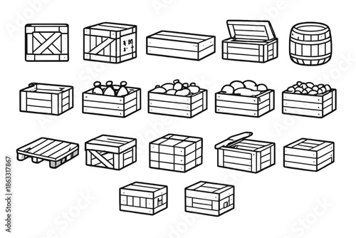 Collection of wooden crates and barrels