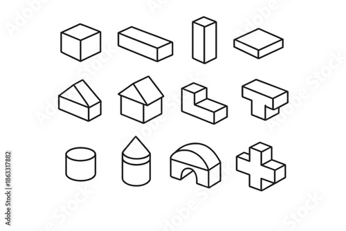 Isometric 3D Geometric Shapes