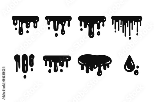 Black drips and drops on dark background