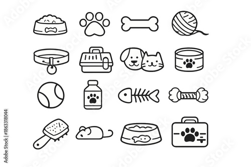 Pet care icons set