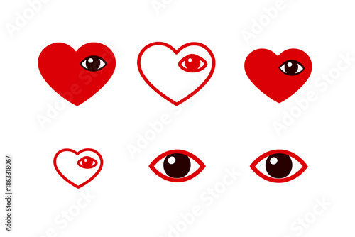 Red Hearts with Eyes
