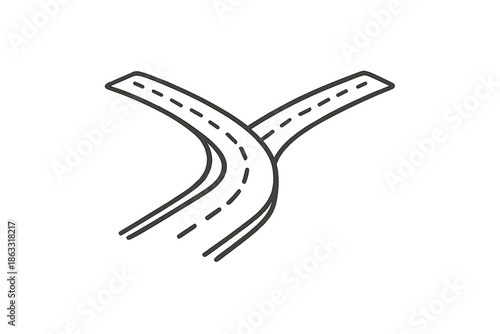 Forking roads icon with a glowing effect on yellow background