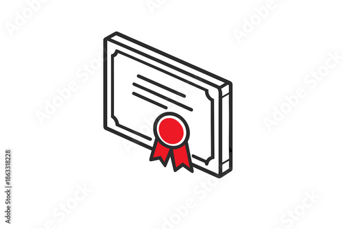 Certificate with Red Ribbon Icon