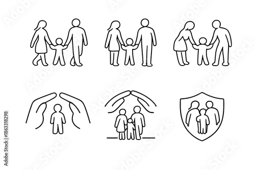 Family protection and security icons