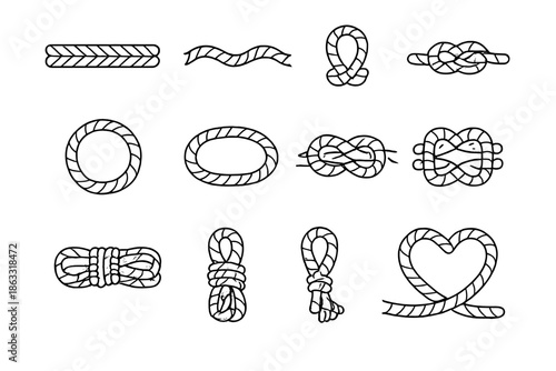 Collection of rope knots and shapes