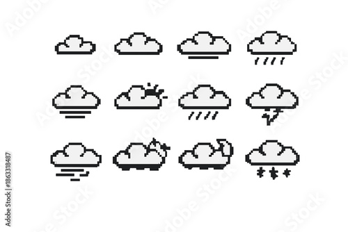 Pixel Art Weather Icons Set
