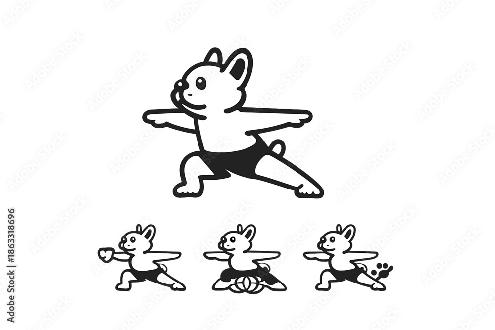 Fototapeta premium Cute French Bulldog Doing Yoga Poses