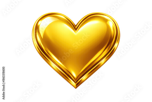Golden 3d heart icon illustrating love, romance, luxury, and special occasions on transparent background