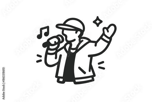 Icon of a Rapper Singing into a Microphone