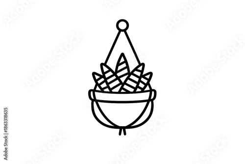 Minimalist hanging potted plant icon