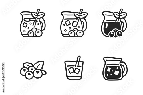 Blueberry Drinks and Berries Icons