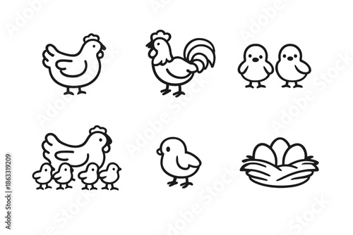 Chicken Family Icons