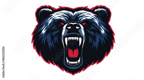 Professional Bear Head Mascot Vector with Detailed Outline Isolated on White Background