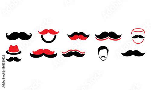 Variety of fun mustaches and beards for costume parties and events