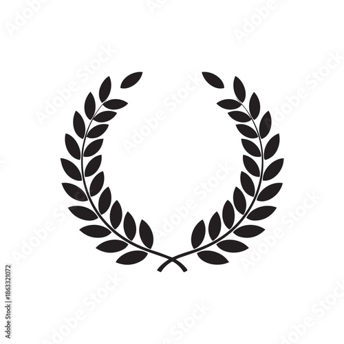 Classic Black Laurel Wreath Vector Icon