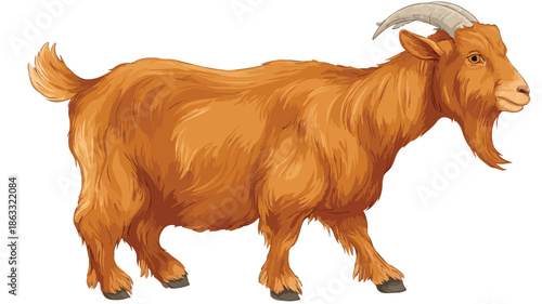 Cute and Playful Goat Cartoon Vector Illustration with Outline on White Background