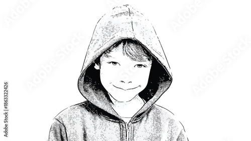 Cyber Security Expert Portrait of Smiling Young Hacker Boy on White Background Vector Illustration