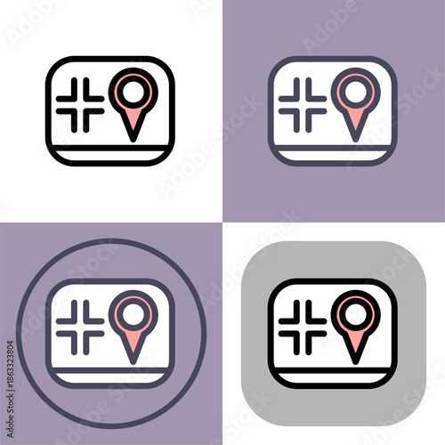 This versatile icon set depicts a location pin on a map- perfect for apps- websites- or any project related to navigation- GPS- or direction finding. The various styles offer design flexibility.