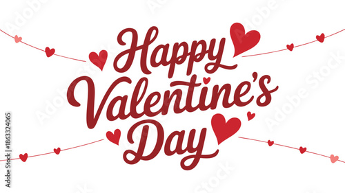 Happy Valentine's Day Greeting with Red Hearts