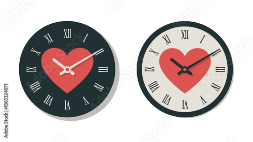 Romantic Heart Clocks with Roman Numerals