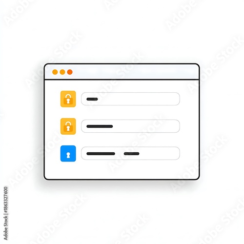 Secure Login Interface Illustration with Password Fields and Lock Icons on Clean White Background