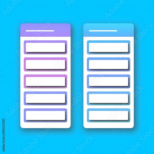 Minimal Mobile App UI Cards Layout with Blank Interface Screens and Copy Space