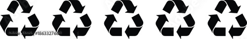 Minimal recycling symbol icon set with circular arrows representing sustainability, eco friendly recycling, waste reduction, and environmental responsibility concepts