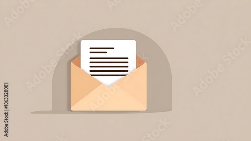 Open Envelope with Letter Mockup Minimal Email Message Concept