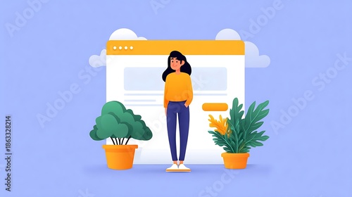 User Profile Illustration with Website Interface Modern UI Concept