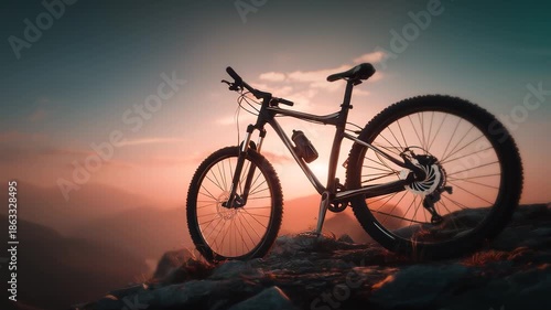 Wallpaper Mural Vivid Sunset Highlights Resolute Mountain Bike Against Alpine Landscape Torontodigital.ca