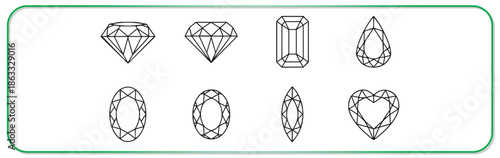 Various diamond shapes in elegant line art style