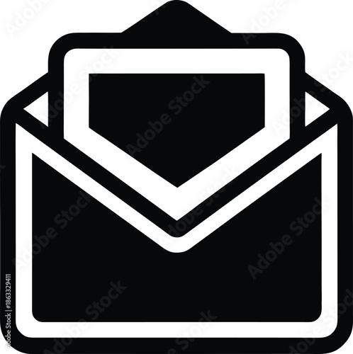Black email folder icon displayed on a digital device screen for communication and technology design