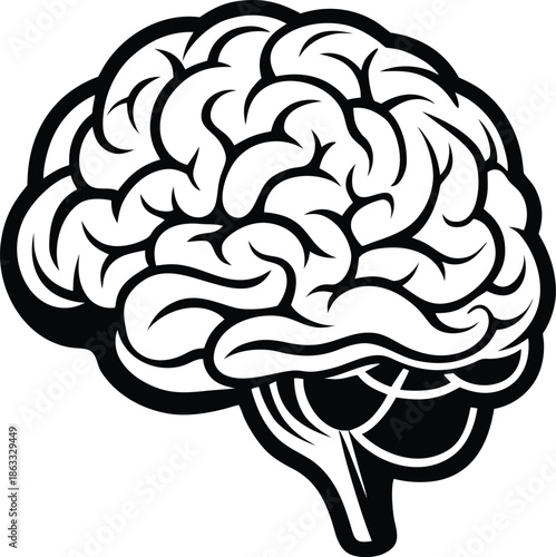 Floral human brain vector illustration combining brain shape with flowers and nature design elements