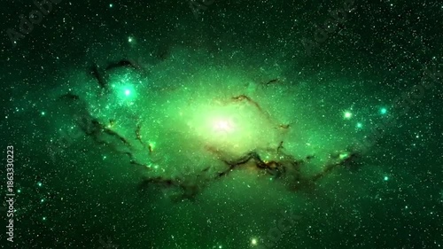 Video, green galaxy background for science, presentation background, educational and technological background, space, light, astronomy