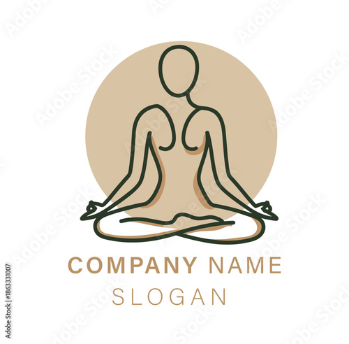 Clean and professional yoga services logo design representing meditation, wellness, mindfulness, and holistic health. Editable EPS vector suitable for yoga studios, wellness centers, spa branding