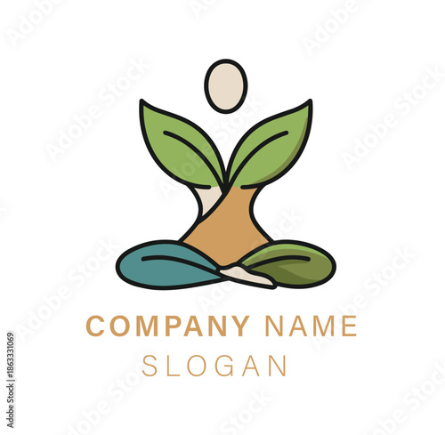 Clean and professional yoga services logo design representing meditation, wellness, mindfulness, and holistic health. Editable EPS vector suitable for yoga studios, wellness centers, spa branding