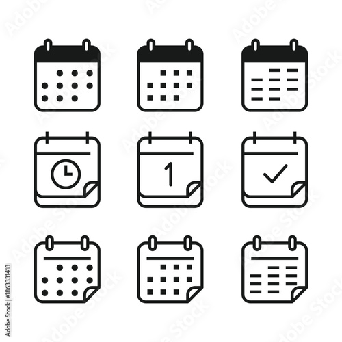 Calendar Icon Set Vector Design.