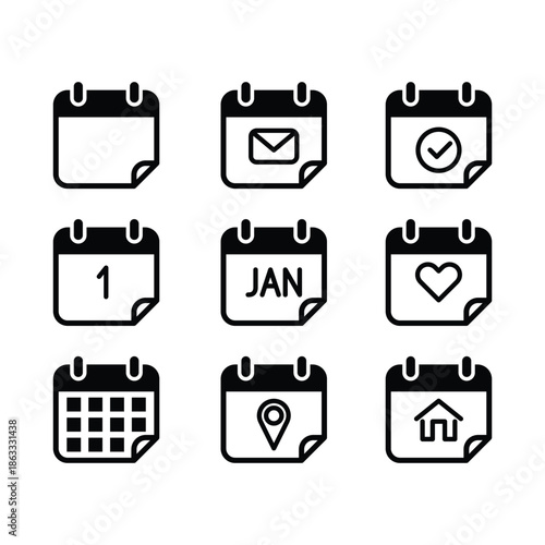 Calendar Icon Set Vector Design.