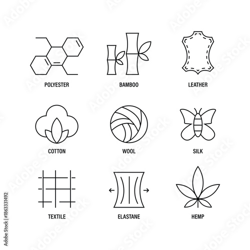 Fabric Type Icon Set Vector Design.