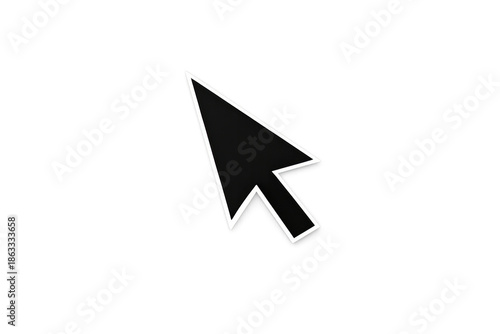 Free Download Black mouse cursor icon with white outline pointing on transparent background for digital interface navigation - GFXLoad