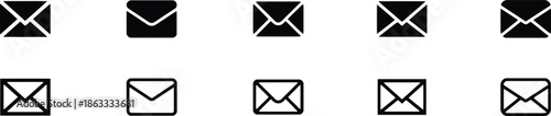 Email envelope icon set mail message symbol collection