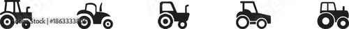 Tractor icon set farm agricultural vehicle heavy equipment symbols