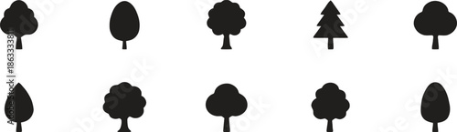 Tree icon set diverse nature element symbols for forest and park